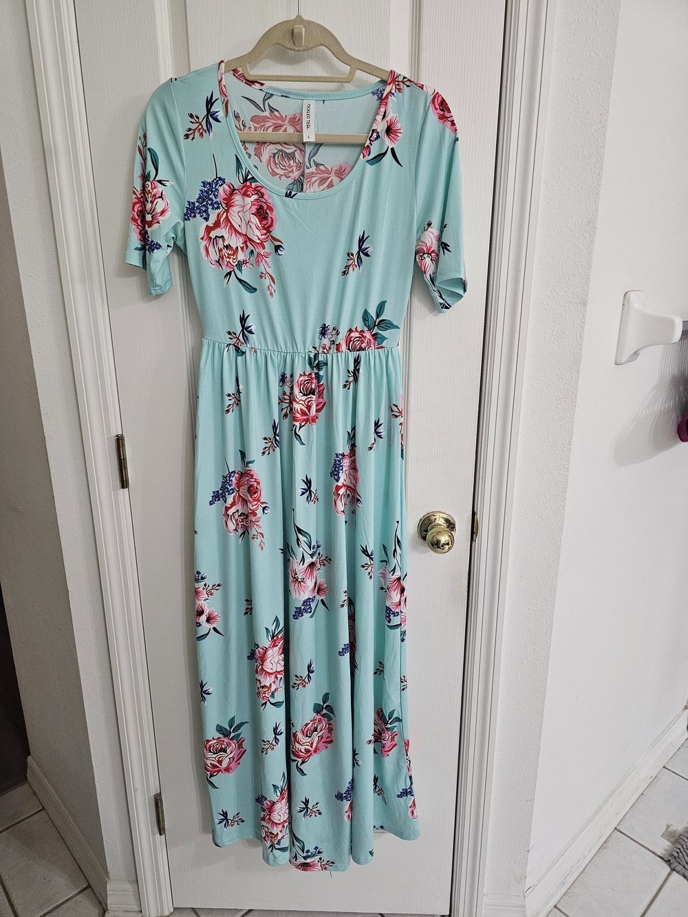 Tickled teal Mint Floral Maxi Dress